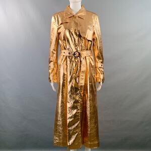 OSMAN LONDON Size 6 Rose Gold Polyester Metallic Belted Coat